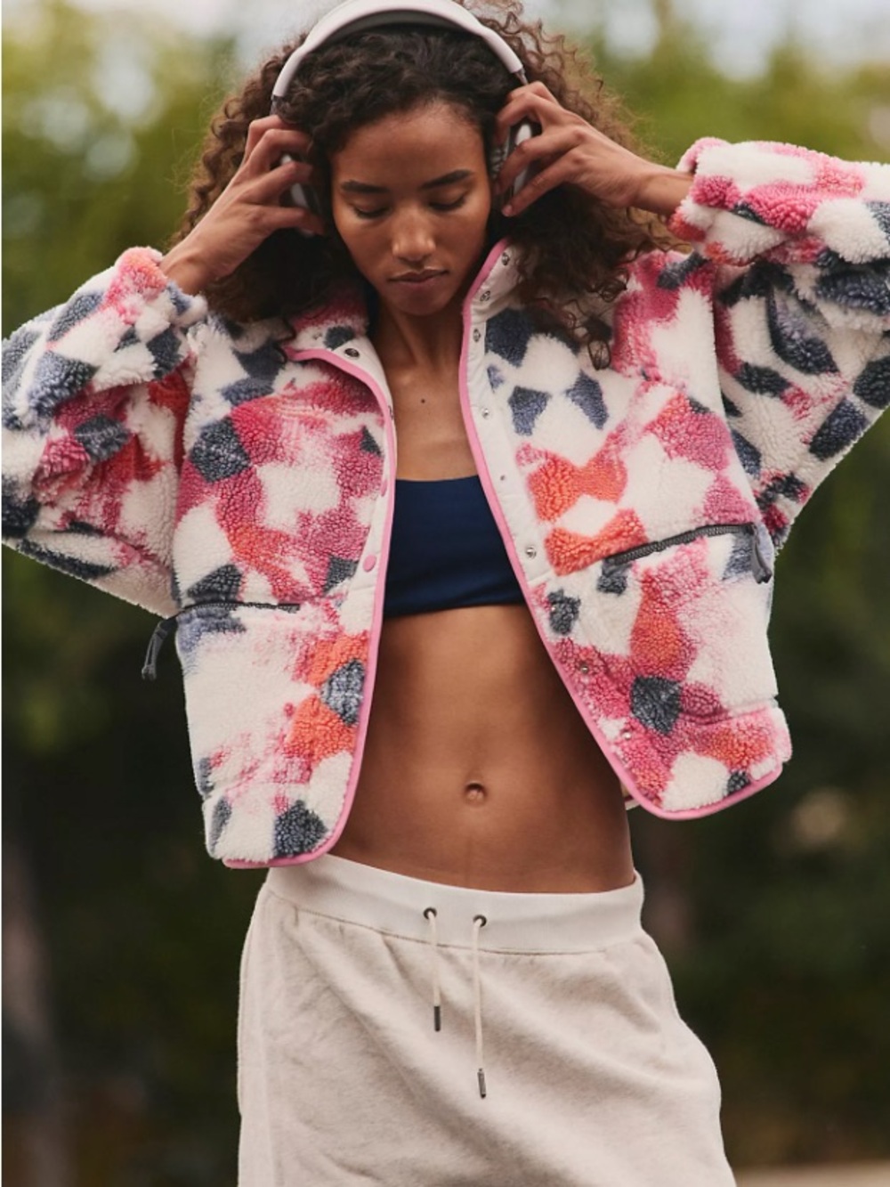 NWT Free People Hit The Slopes Printed Fleece Jacket